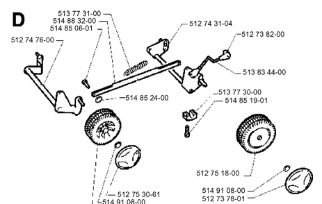 Wheels And Tires Diagram and Parts List for 43EL ROYAL Husqvarna Lawn Mower