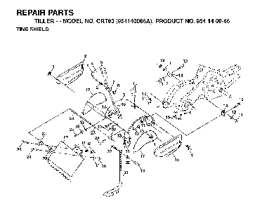 Tine Shield Diagram and Parts List for CRT83 (954140066A)(1998-02) Husqvarna Tiller