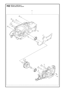 Short Block Diagram and Parts List for 545-545G Mark II Husqvarna Chainsaw