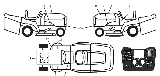 Decals Diagram and Parts List for CTH164T (96051010700)(2013-07) Husqvarna Lawn Tractor
