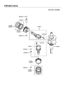 Piston And Crankshaft Diagram and Parts List for FR730V-CS14 2018-02 Husqvarna Engine