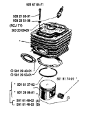 Page K Diagram and Parts List for 298 1986-04 Husqvarna Chainsaw