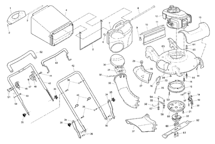 Handle And Bag Assembly Diagram and Parts List for 55B21HV (954223227-A)(2003-09) Husqvarna Lawn Mower