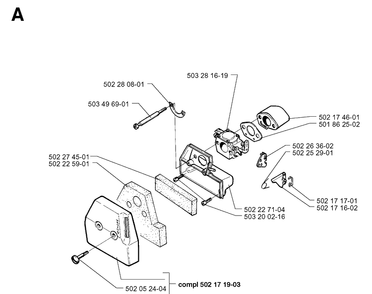 Carburetor And Air Filter Diagram and Parts List for 250RX 19973100001-Current Husqvarna Brush Cutter