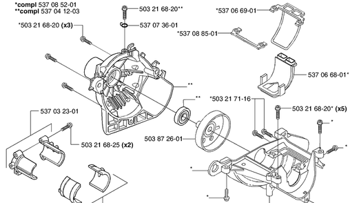 Crankcase Diagram and Parts List for 326L 2002-08 Husqvarna Brush Cutter