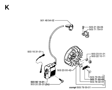 Ignition System Diagram and Parts List for 55 20001900001-Current Husqvarna Chainsaw