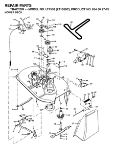 Mower Deck / Cutting Deck Diagram and Parts List for LT1538-LT1538C 2002-12 Husqvarna Lawn Tractor