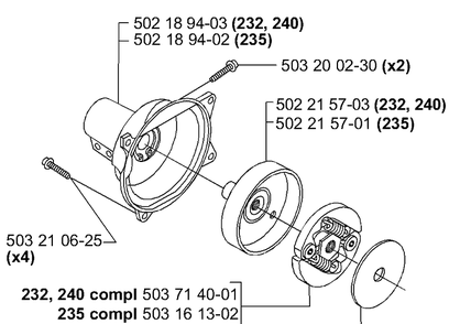 Clutch / Drum Diagram and Parts List for 232RD 2000-10 Husqvarna Brush Cutter
