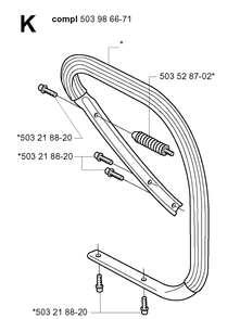 Handle 2 Diagram and Parts List for 385XP 20034000001-20051000000 Husqvarna Chainsaw