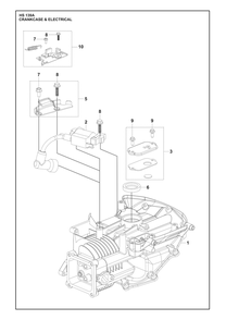Crankcase And Electrical Diagram and Parts List for HS139A531450701 531450702, 599912201, 599912202 Husqvarna Engine