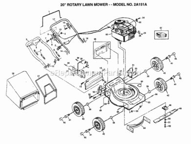 Page A Diagram and Parts List for 2A151A 1999 And Before Husqvarna Lawn Mower