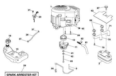 Engine Diagram and Parts List for YTH2348-289570 2012-02 Husqvarna Lawn Tractor
