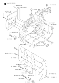 Crankcase Diagram and Parts List for 575XP 20051400001-20070100000 Husqvarna Chainsaw