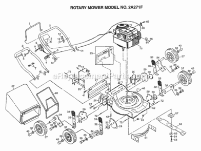 Page A Diagram and Parts List for 2A271F 1996 Husqvarna Lawn Mower