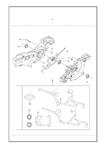Crankcase Diagram and Parts List for K970II 2014-02 Husqvarna Circular Saw