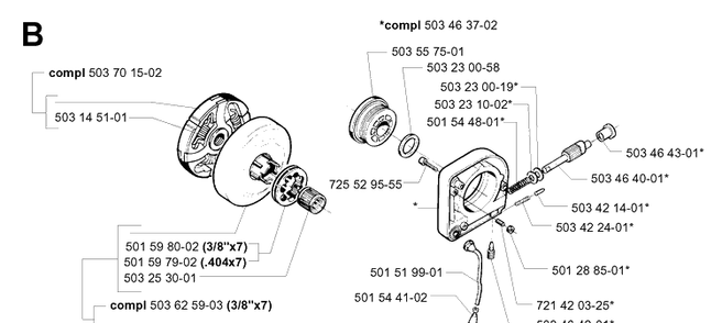Clutch And Oil Pump Diagram and Parts List for 395XP/ (XPG)(20034000001-20051800000) Husqvarna Chainsaw