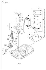 Hydraulic Stack Diagram and Parts List for DXR310 (1 - 42)(2009-07) Husqvarna Demolition Hammer