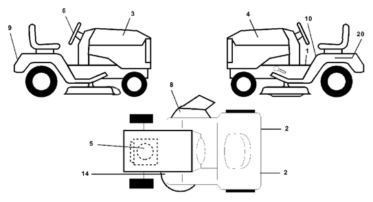 Decals Diagram and Parts List for LTH1342 (954567031-A)(2000-12) Husqvarna Lawn Tractor