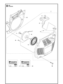Starter Diagram and Parts List for 461 2013-01 Husqvarna Chainsaw