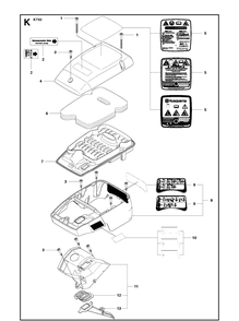 Cylinder Cover Diagram and Parts List for K750 2009-07 Husqvarna Lawn Tractor Accessories
