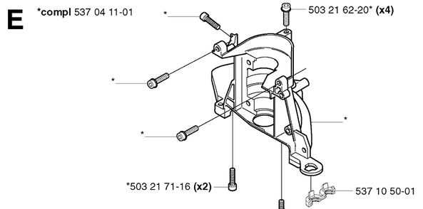 Clutch Cover Diagram and Parts List for 323HD60 20022200001-20062300000 Husqvarna Hedge Trimmer