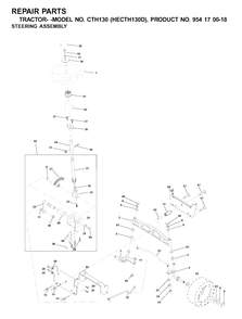 Steering Diagram and Parts List for CTH130 (954170018-D)(2001-02) Husqvarna Lawn Tractor