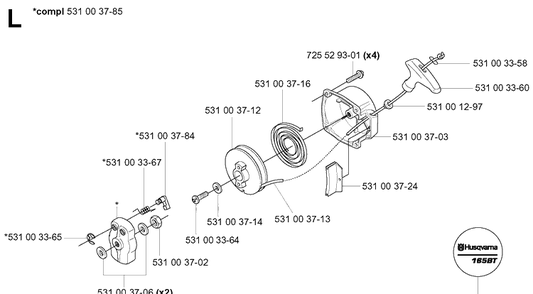 Part Location Diagram of 695000622 Husqvarna Starter Assembly