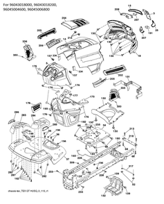 Chassis / Frame Diagram and Parts List for YTH24V48 2018 Husqvarna Lawn Tractor