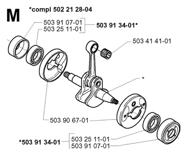 Crankshaft Diagram and Parts List for 232RD 20001400001-Current Husqvarna Brush Cutter