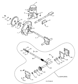 Impeller / Auger Gearbox Diagram and Parts List for 924SB (96193003500)(2008-10) Husqvarna Snow Blower