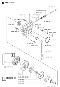 Clutch And Oil Pump Diagram and Parts List for 272XP 20070100001-20091400000 Husqvarna Chainsaw