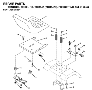 Seat Diagram and Parts List for YTH1542 (954567048)(2001-01) Husqvarna Lawn Tractor