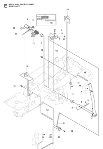 Mower Lift / Deck Lift Diagram and Parts List for RIDER175AWD (965105001)(2008-06) Husqvarna Lawn Mower