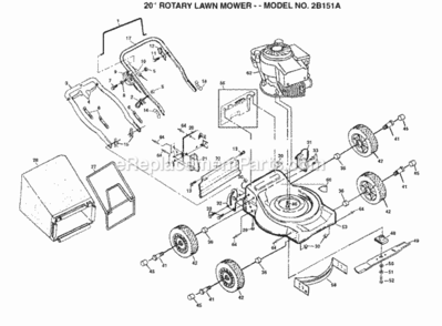 Page A Diagram and Parts List for 2B151A 1999 And Before Husqvarna Lawn Mower