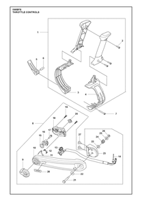 Throttle Controls Diagram and Parts List for 590BFS  Husqvarna Leaf Blower / Vacuum