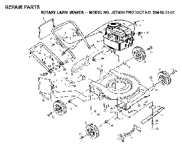 Product Complete Diagram and Parts List for JET49H (954063101)(1999-02) Husqvarna Lawn Mower