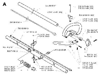 Shaft And Handle Diagram and Parts List for 325RJ (X-SERIES)(20000100001) Husqvarna Brush Cutter