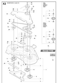 44 Inch/112cm Cutting Deck 3 Diagram and Parts List for RIDER175AWD (965105001)(2009-04) Husqvarna Lawn Mower