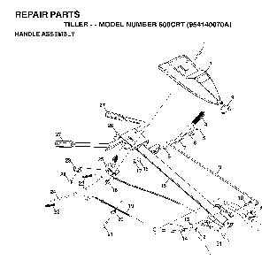 Handle And Controls Diagram and Parts List for 600CRT (954140070A)(1999-04) Husqvarna Tiller