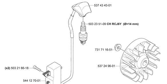 Ignition / Flywheel And Cylinder Kit Diagram and Parts List for 335FR 2008-09 Husqvarna Brush Cutter