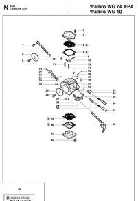 Carburetor Diagram and Parts List for 3120XP-3120XPEPA 20162700001-20180900000 Husqvarna Chainsaw