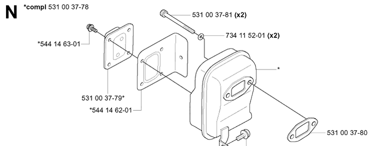 Muffler 2 Diagram and Parts List for 165BT 20053300001-Current Husqvarna Leaf Blower / Vacuum