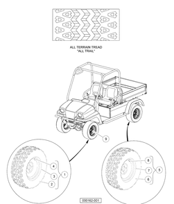 Wheels And Tires, All-Terrain Tread Diagram and Parts List for HUV4420G 2006-11 Husqvarna Lawn Tractor