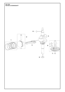 Piston And Crankshaft Diagram and Parts List for HS123A  Husqvarna Engine
