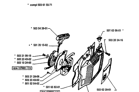 Starter Assembly 1 Diagram and Parts List for 61 1993-09 Husqvarna Chainsaw