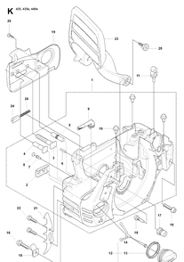 Crankcase Diagram and Parts List for 435 20081800001-20090400000 Husqvarna Chainsaw