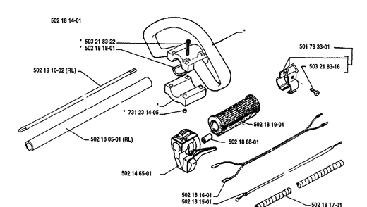 Grip Assembly Diagram and Parts List for 25RD 1989-10 Husqvarna Brush Cutter