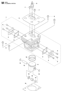 Cylinder Piston 2 Diagram and Parts List for 243RJ 20090900001-20113200000 Husqvarna Brush Cutter