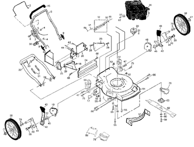 Repair Parts (A) Diagram and Parts List for 6522CH (954222725-A)(2000-01) Husqvarna Lawn Mower
