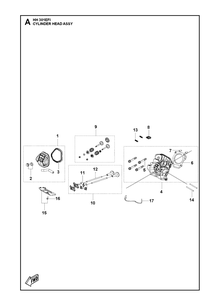 Cylinder Head Assy Diagram and Parts List for 598610301 2021-07 Husqvarna Engine